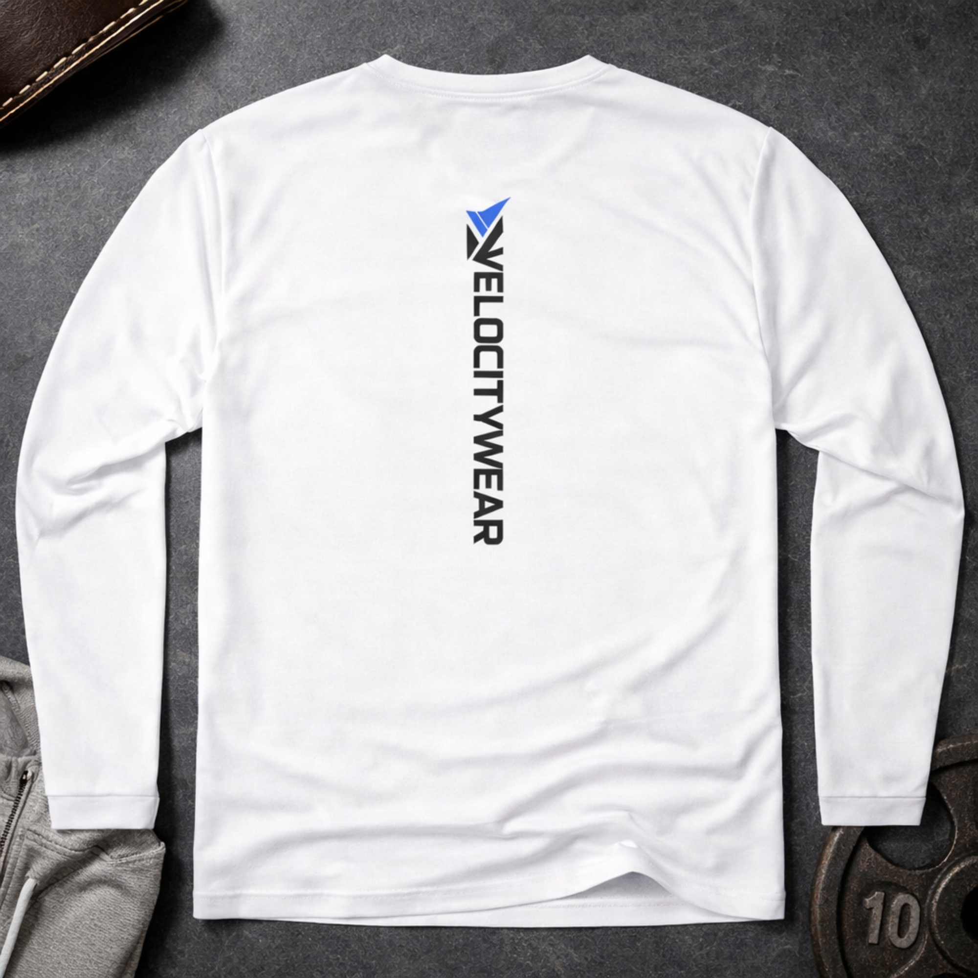 VelocityWear Vertical Logo - Athletic Long Sleeve Shirt