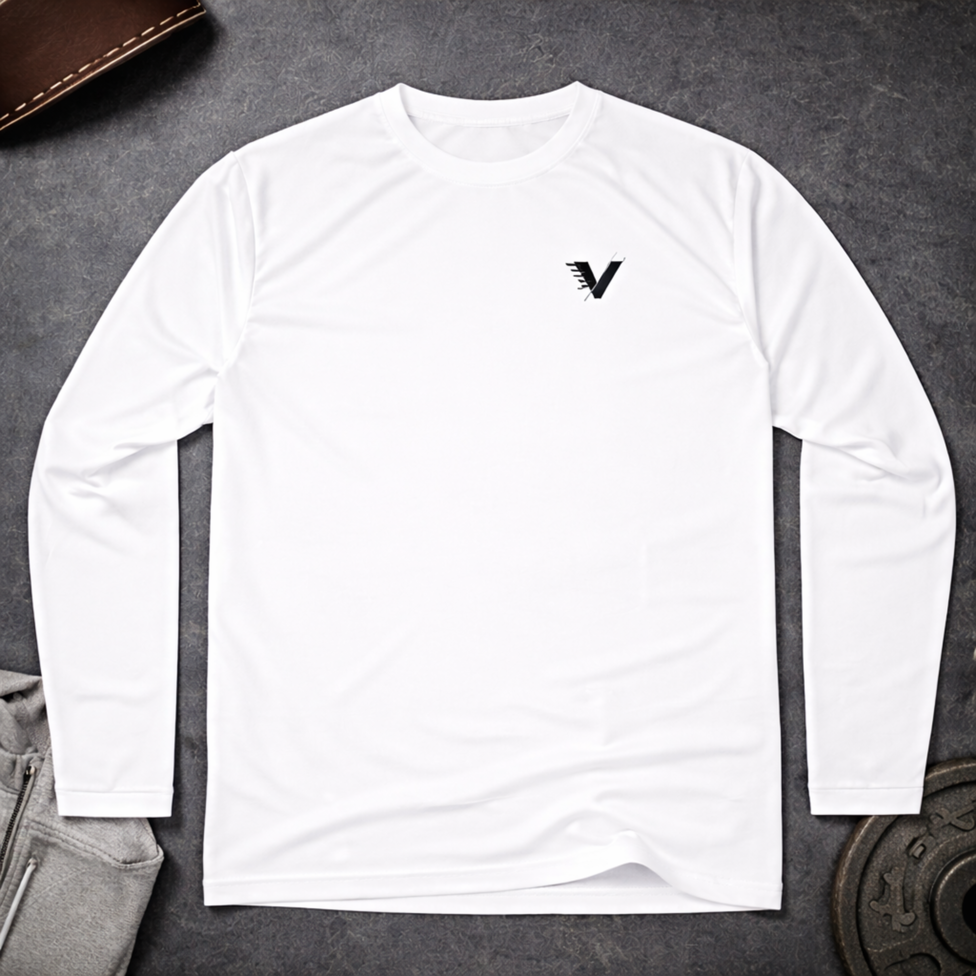 VelocityWear Vertical Logo - Athletic Long Sleeve Shirt