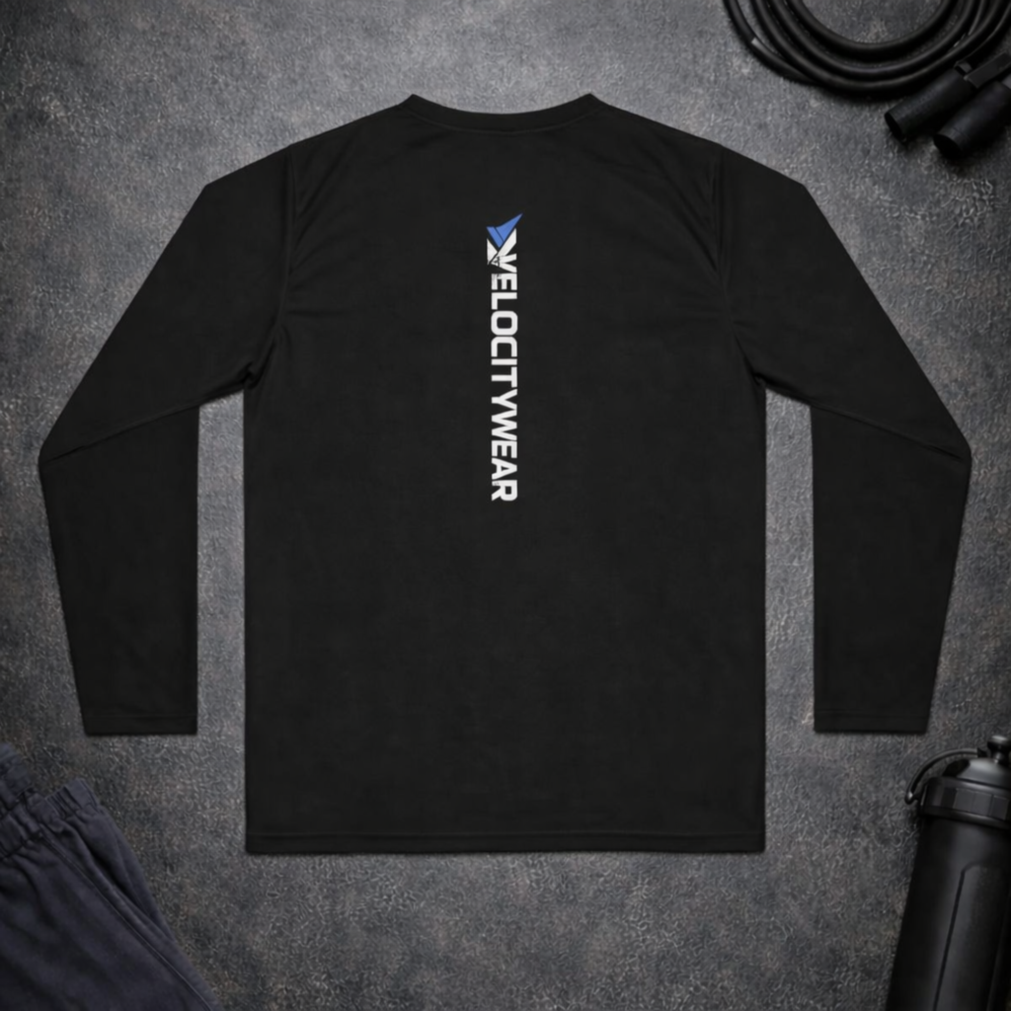 VelocityWear Vertical Logo - Black Athletic Long Sleeve Shirt